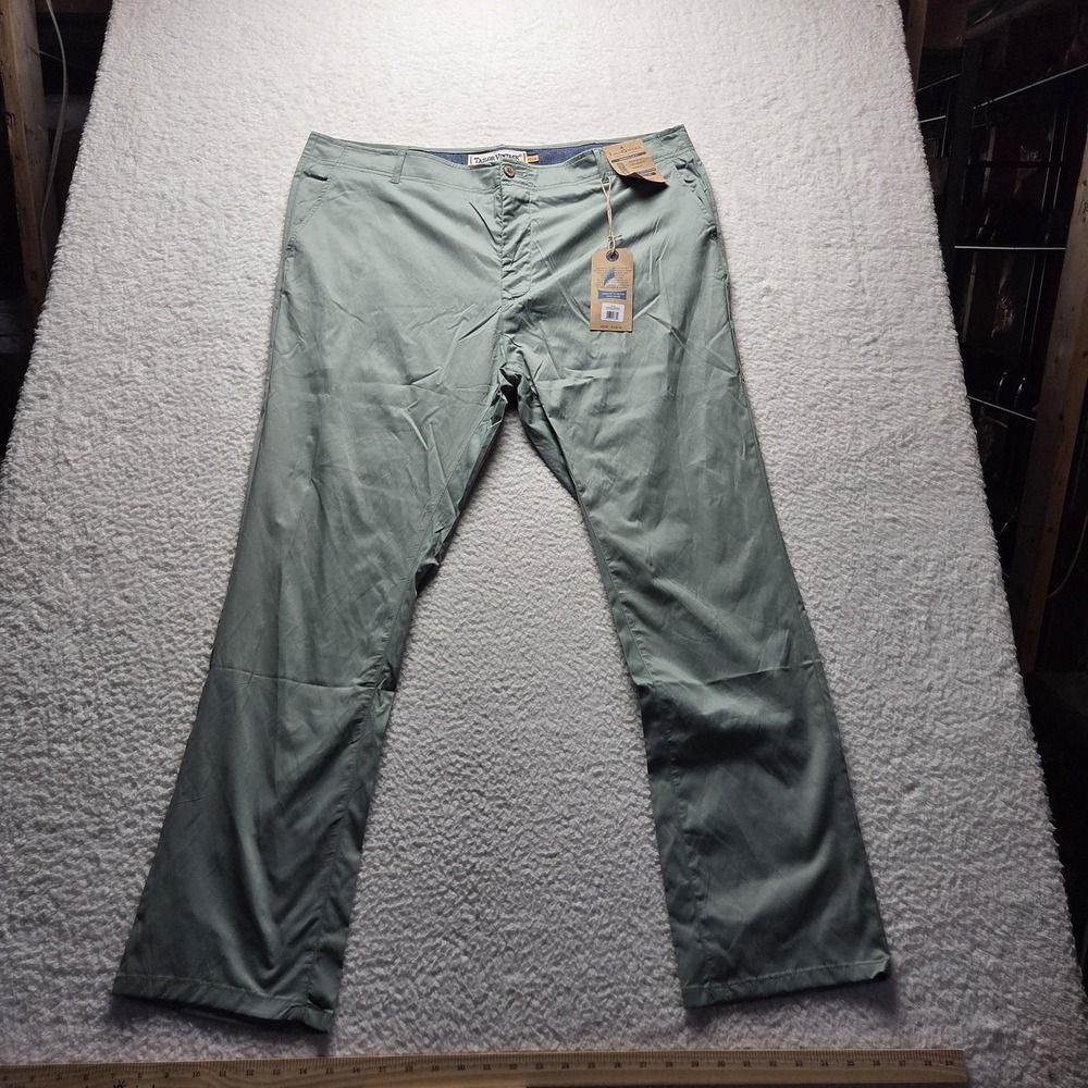 Tailor Vintage Pants Mens 42x32 Green Greenwich Slim Fit Chino Stretch Casual